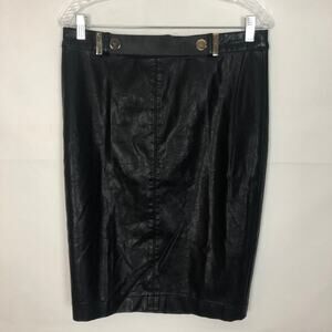 Saudra Augelazzi High Waisted Faux Leather Straight Skirt